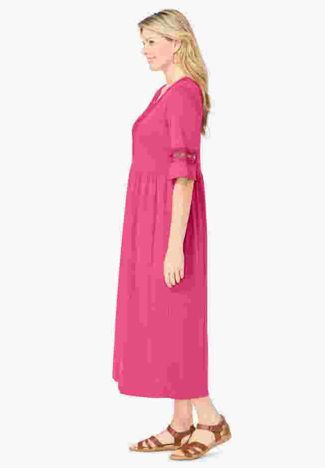 Crochet Trim Empire Knit Dress image number 2