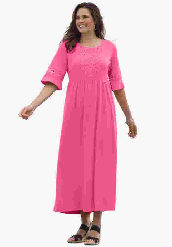 Crochet Trim Empire Knit Dress image number 0