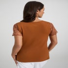 Stretch Lace Neckline Top image number null