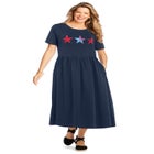 Short-Sleeve Scoopneck Empire Waist Dress image number null