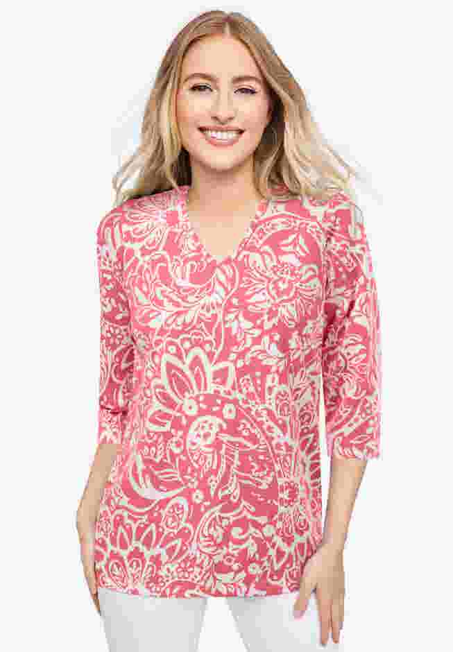Stretch Cotton V-Neck Tee image number 0