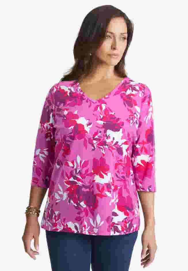 Stretch Cotton V-Neck Tee image number 0