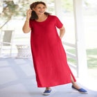 Perfect Short-Sleeve Scoopneck Maxi Tee Dress image number null