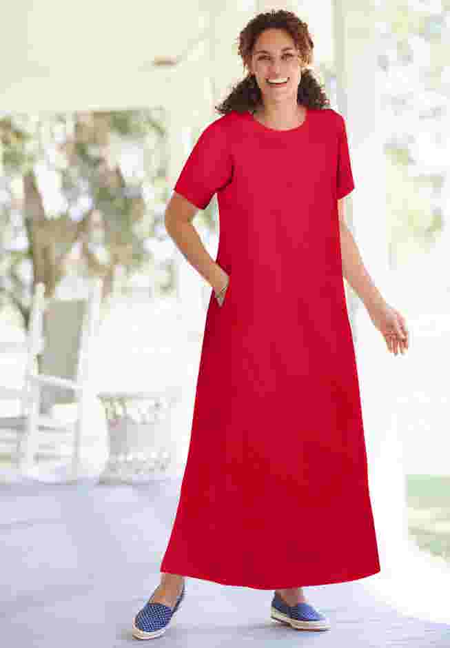 Perfect Short-Sleeve Scoopneck Maxi Tee Dress image number 0