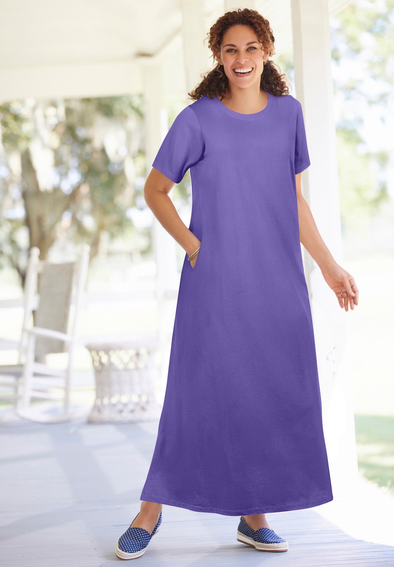 Perfect Short-Sleeve Scoopneck Maxi Tee Dress image number 0