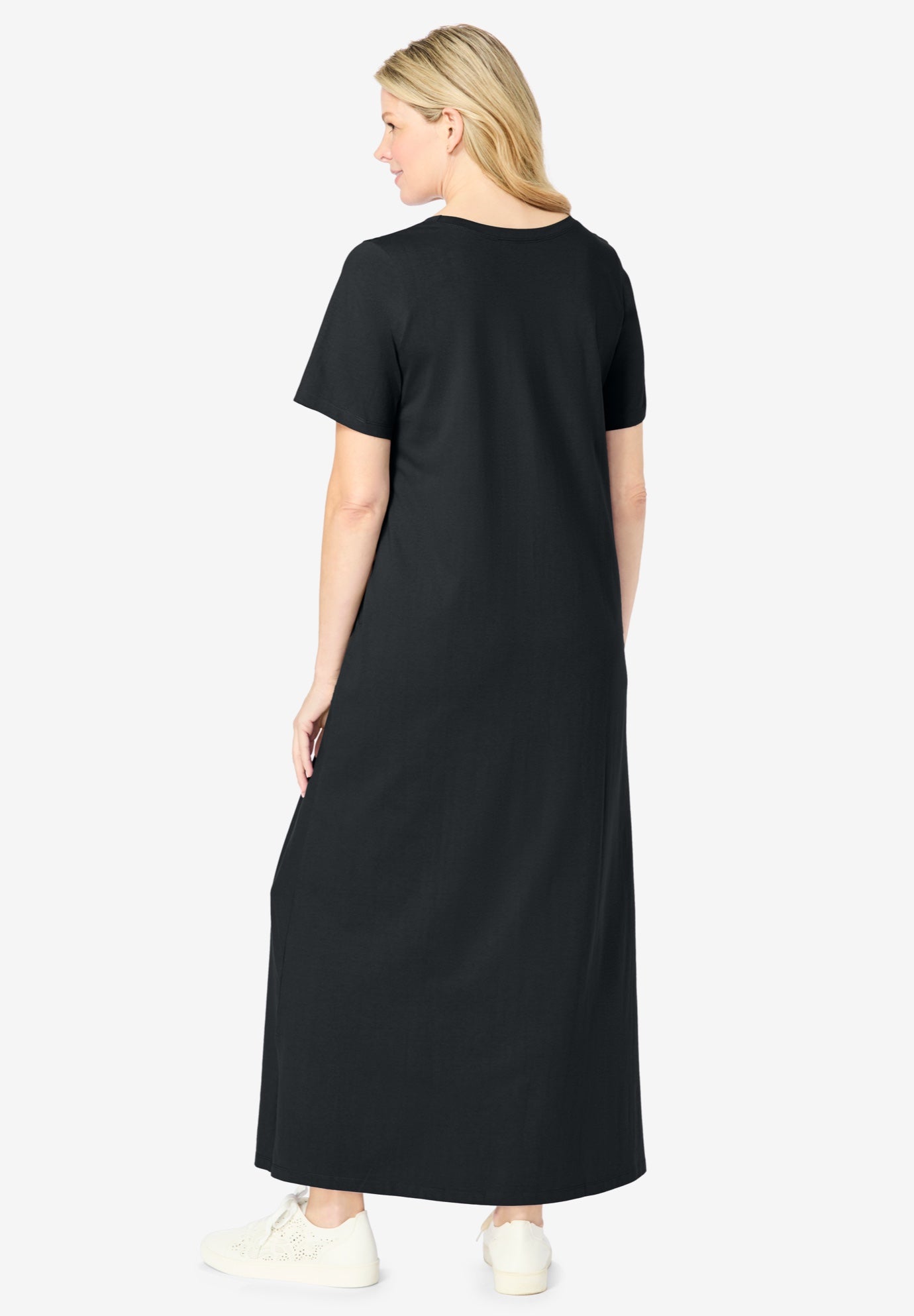 Perfect Short-Sleeve Scoopneck Maxi Tee Dress image number 1