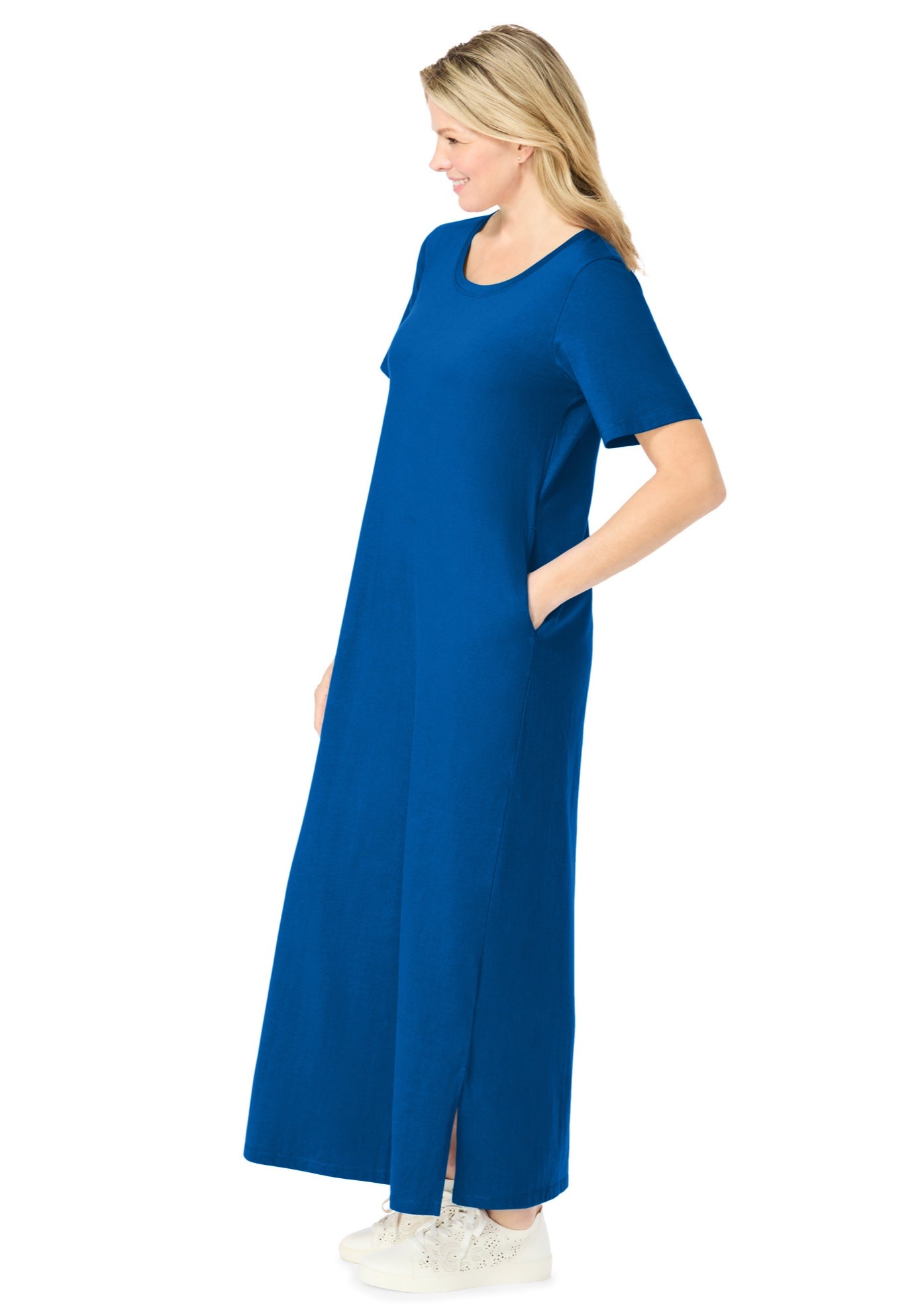 Perfect Short-Sleeve Scoopneck Maxi Tee Dress image number 2