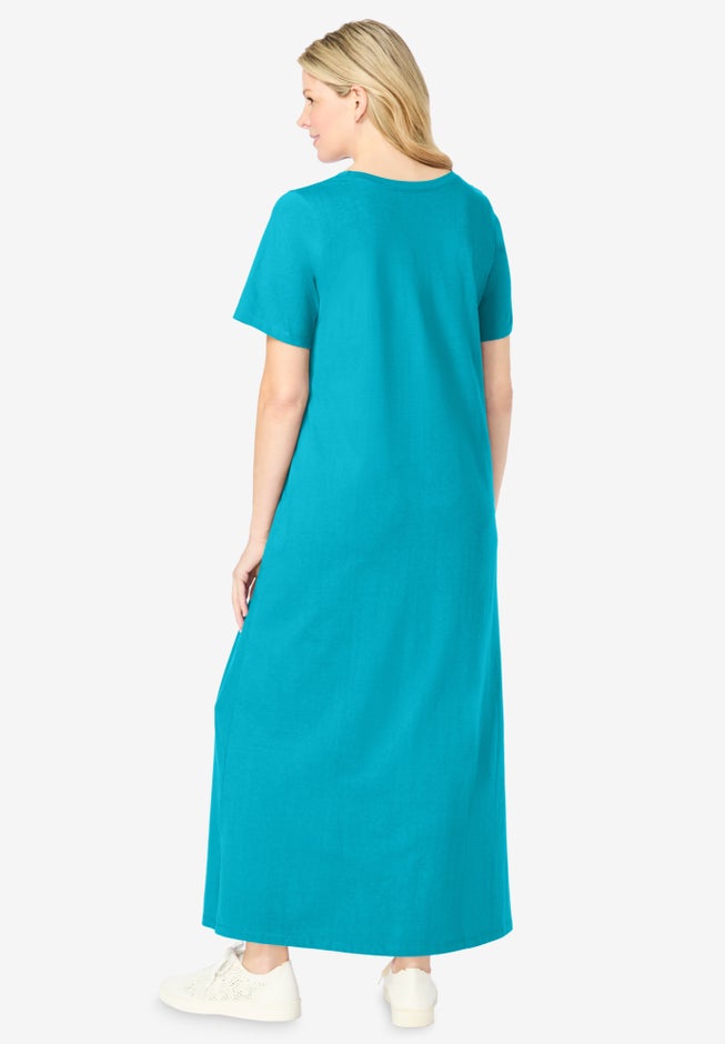 Perfect Short-Sleeve Scoopneck Maxi Tee Dress image number 1
