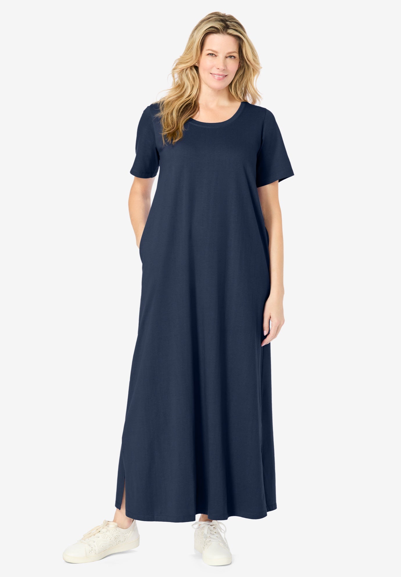 Perfect Short-Sleeve Scoopneck Maxi Tee Dress image number 0