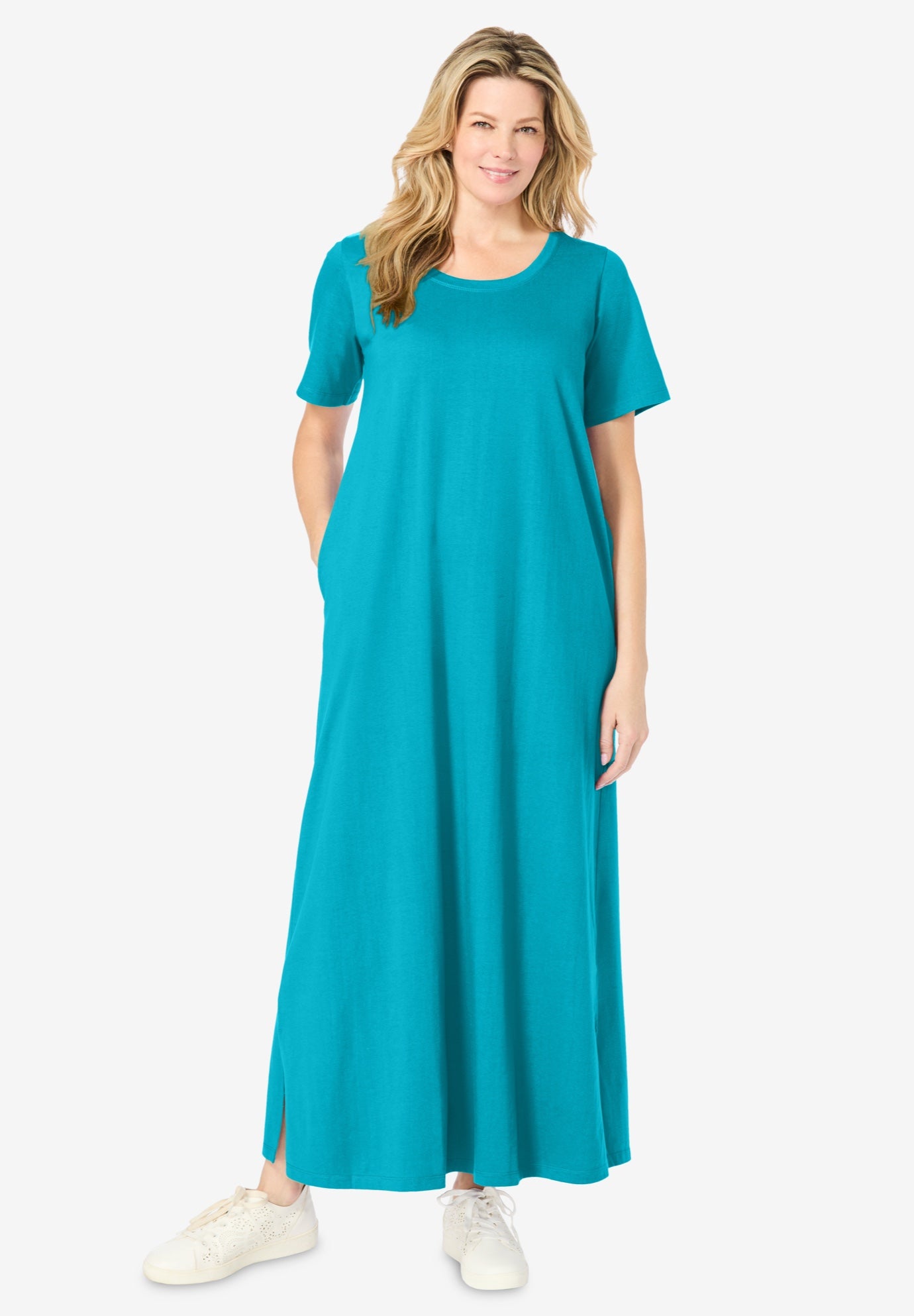 Perfect Short-Sleeve Scoopneck Maxi Tee Dress image number 0