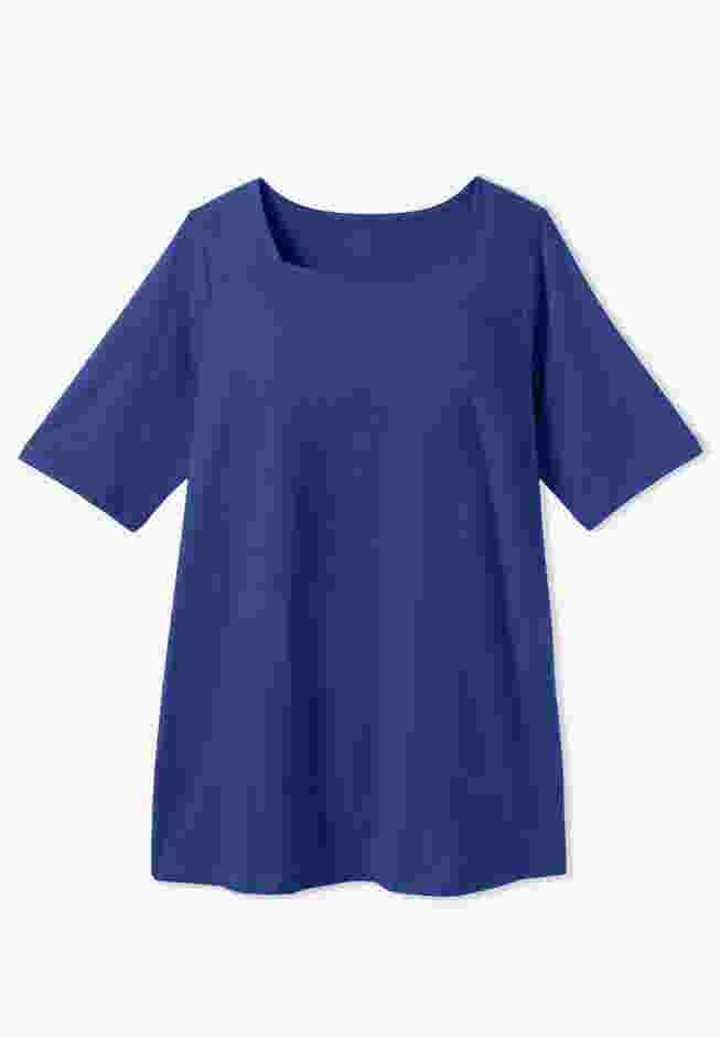 Perfect Elbow-Sleeve Square-Neck Tee image number 4