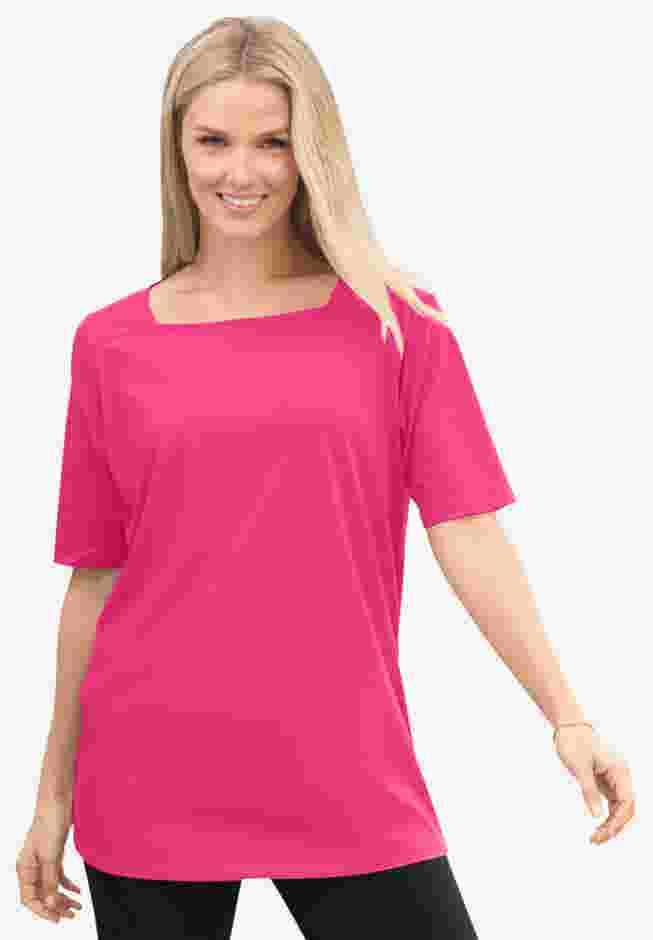 Perfect Elbow-Sleeve Square-Neck Tee image number 5