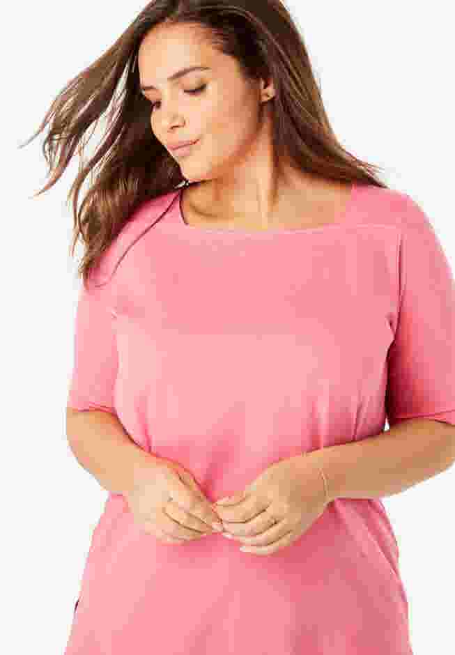 Perfect Elbow-Sleeve Square-Neck Tee image number 6
