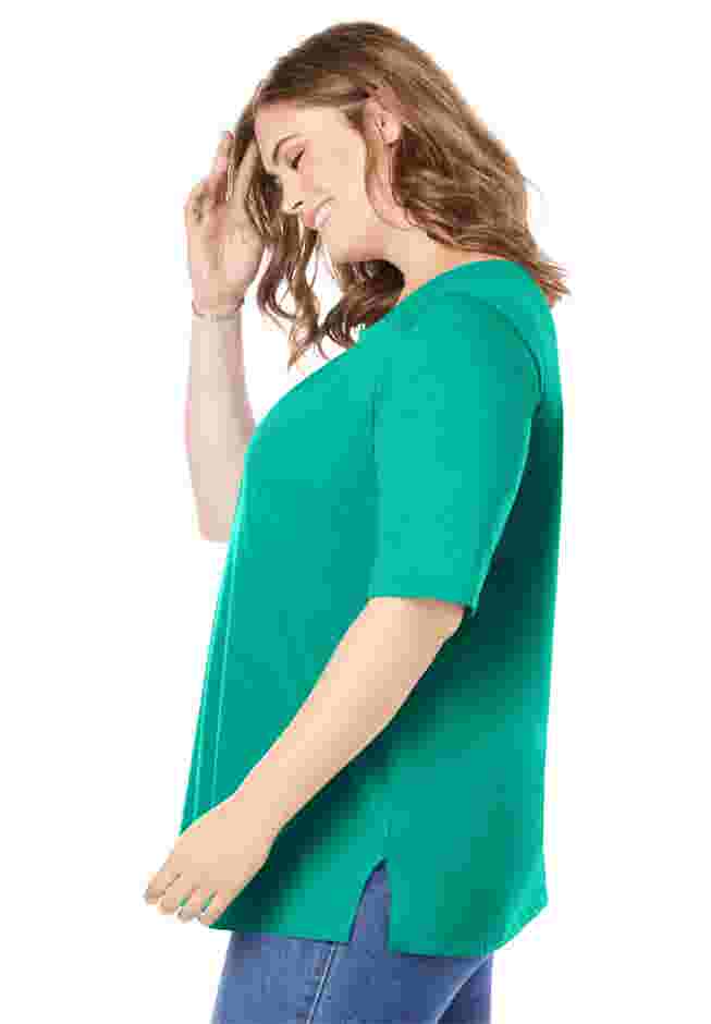 Perfect Elbow-Sleeve Square-Neck Tee image number 2
