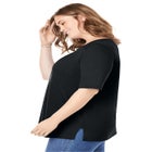 Perfect Elbow-Sleeve Square-Neck Tee image number null