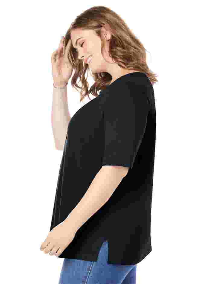 Perfect Elbow-Sleeve Square-Neck Tee image number 2