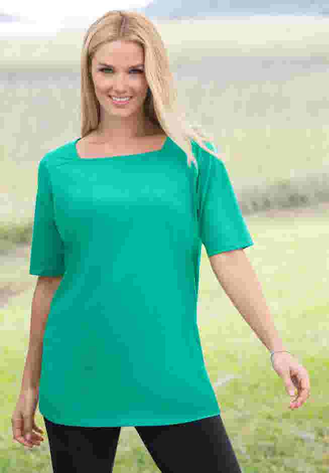 Perfect Elbow-Sleeve Square-Neck Tee image number 0