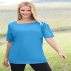 Perfect Elbow-Sleeve Square-Neck Tee image number 0