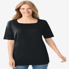 Perfect Elbow-Sleeve Square-Neck Tee image number null