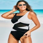 Mesh Colorblock Wrap One Piece Swimsuit image number null