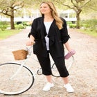 Cloud Knit French Terry Drape Front Cardigan image number null