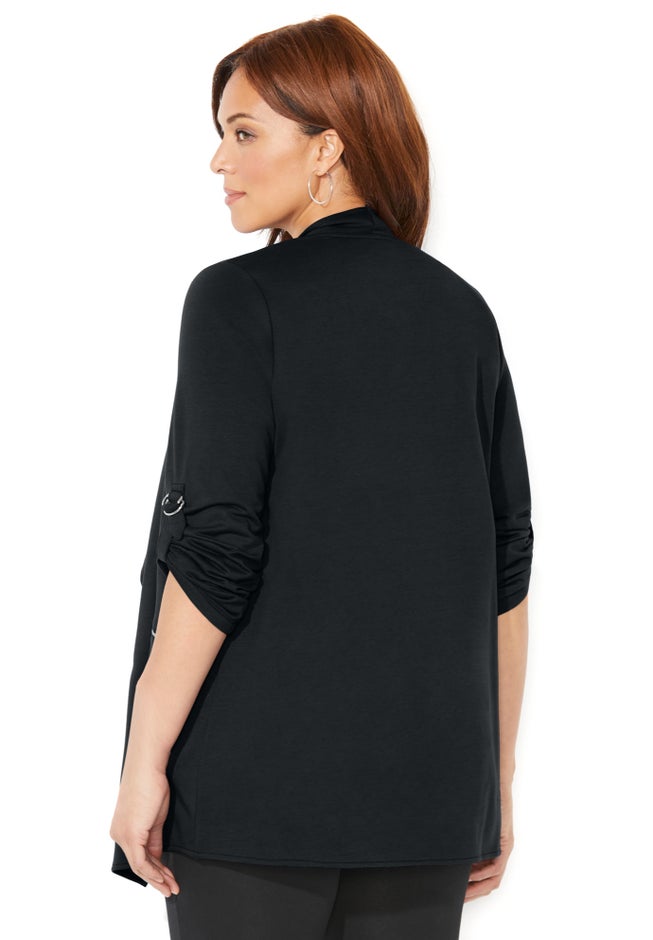 Cloud Knit French Terry Drape Front Cardigan image number 2