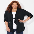 Cloud Knit French Terry Drape Front Cardigan image number null