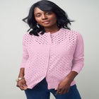 Fine Gauge Eyelet Cardigan image number 1