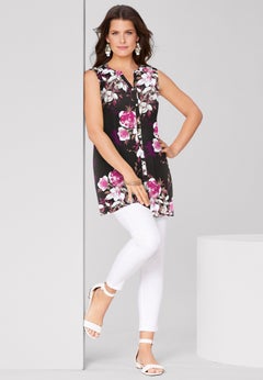Sleeveless Floral Big Shirt