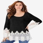 Fine Gauge Lace Pullover Sweater image number null