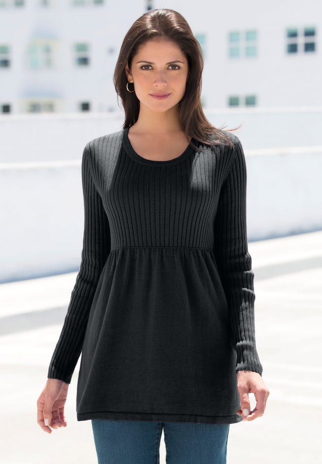 Ribbed Baby Doll Tunic Sweater image number 0