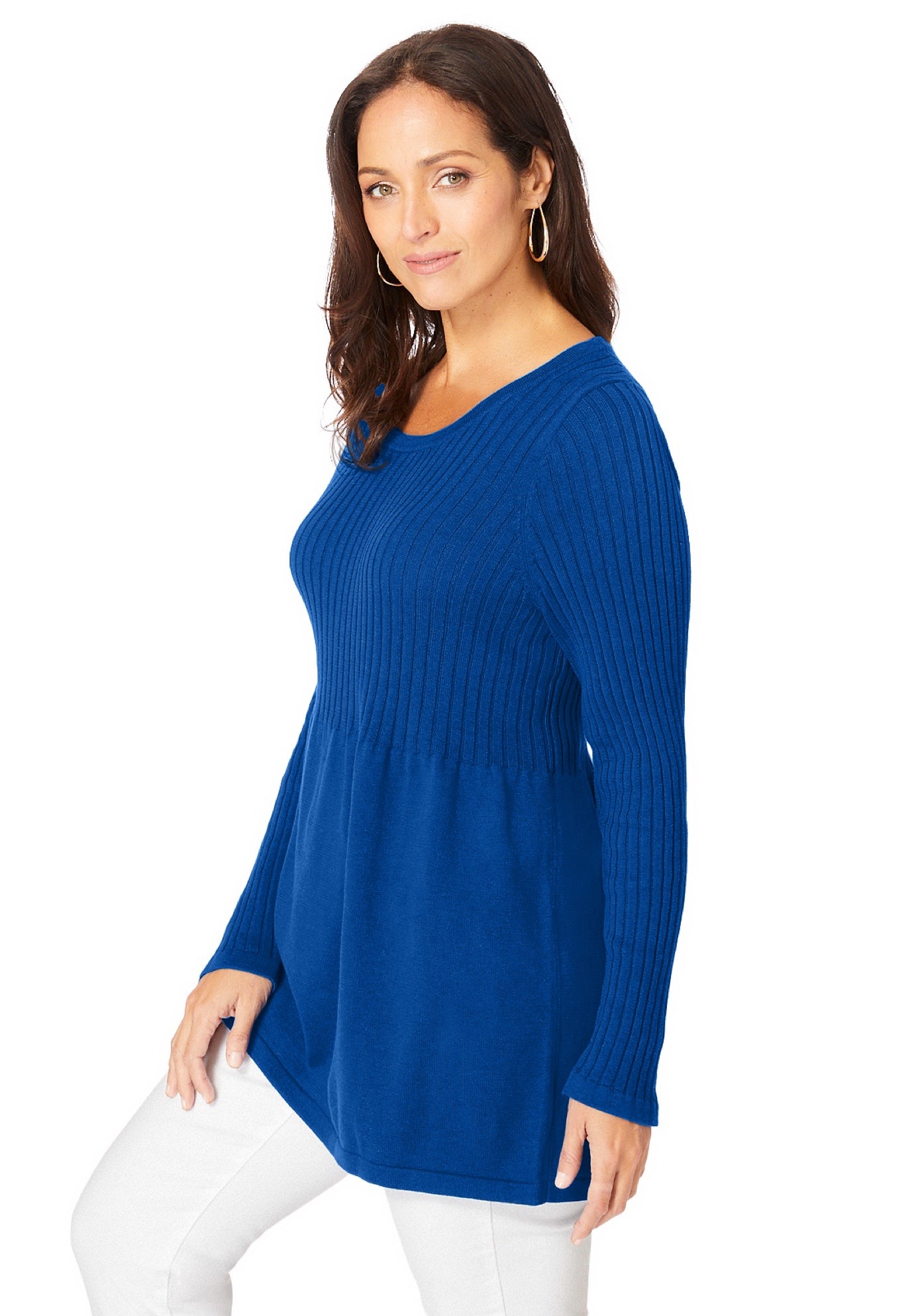Ribbed Baby Doll Tunic Sweater image number 2