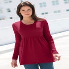 Ribbed Baby Doll Tunic Sweater image number null