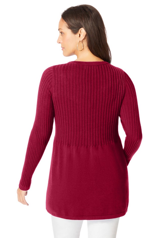 Ribbed Baby Doll Tunic Sweater image number 1