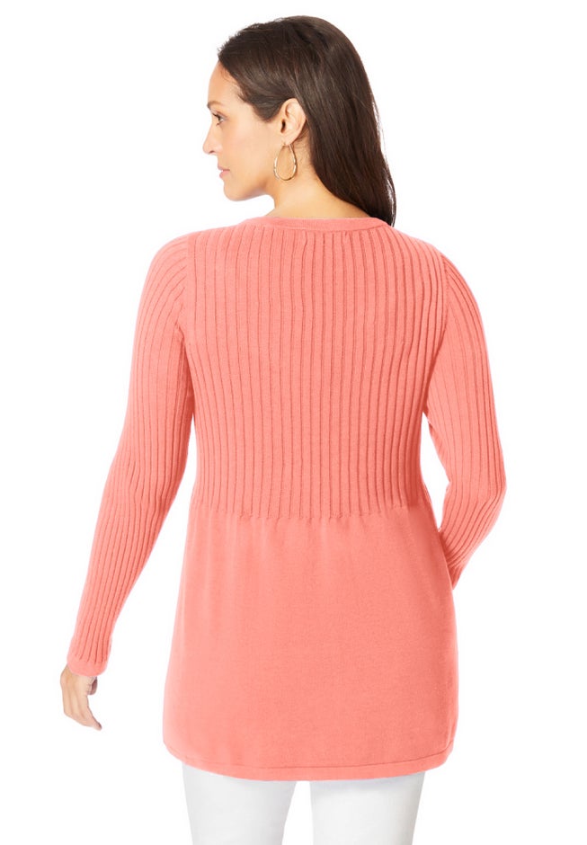 Ribbed Baby Doll Tunic Sweater image number 1