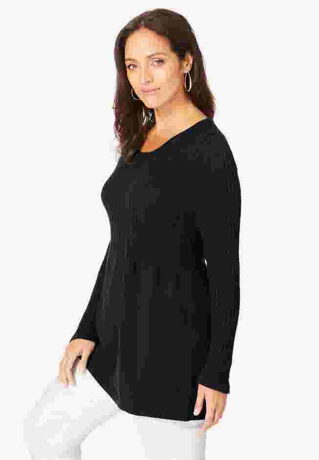 Ribbed Baby Doll Tunic Sweater image number 2