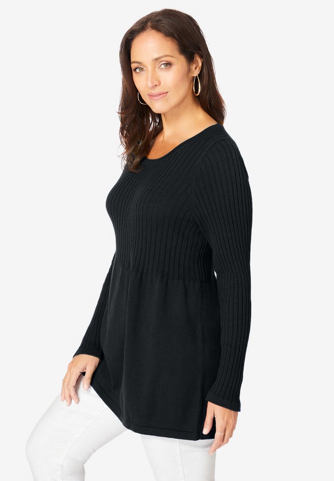 Ribbed Baby Doll Tunic Sweater image number 2