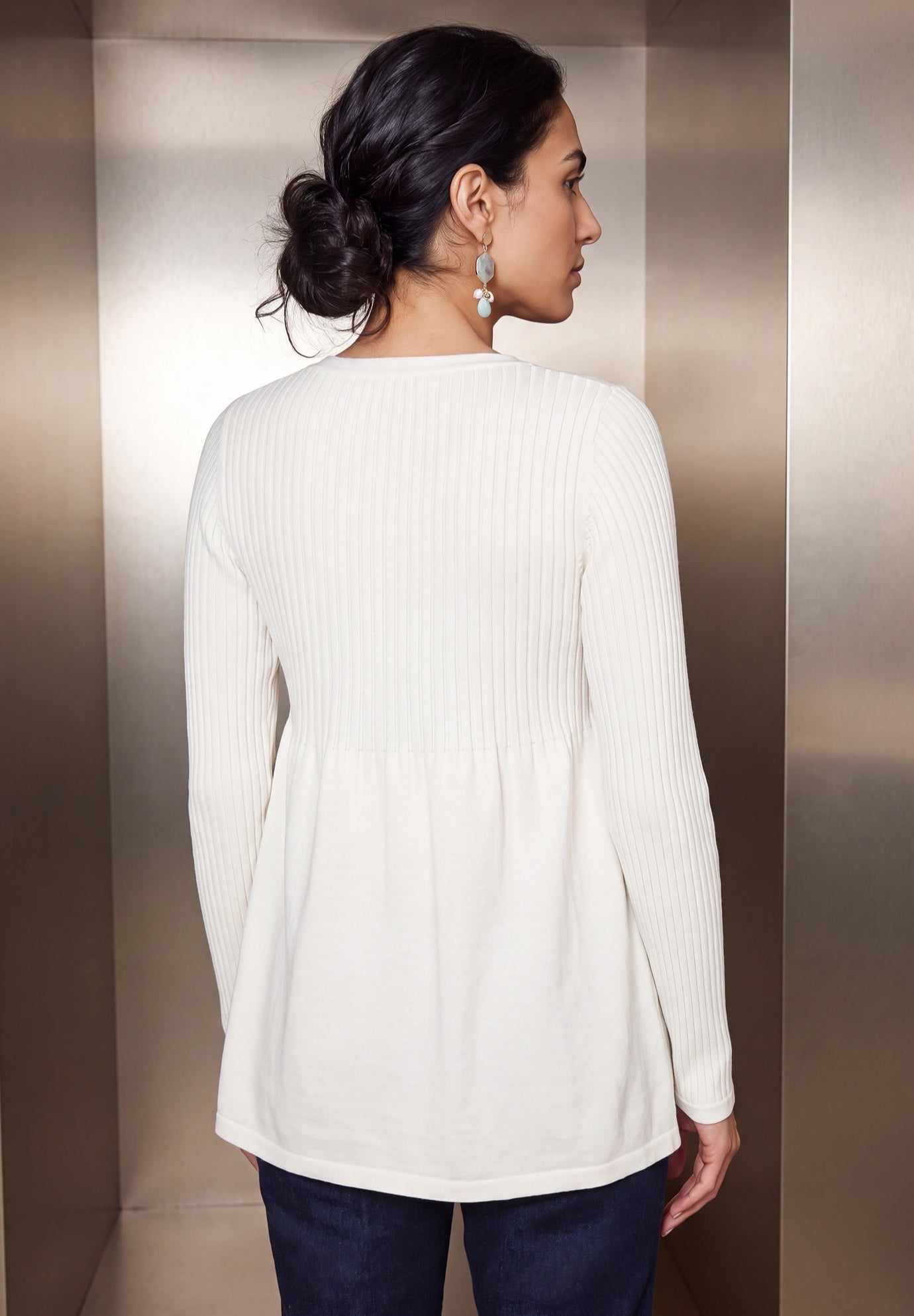 Ribbed Baby Doll Tunic Sweater image number 1