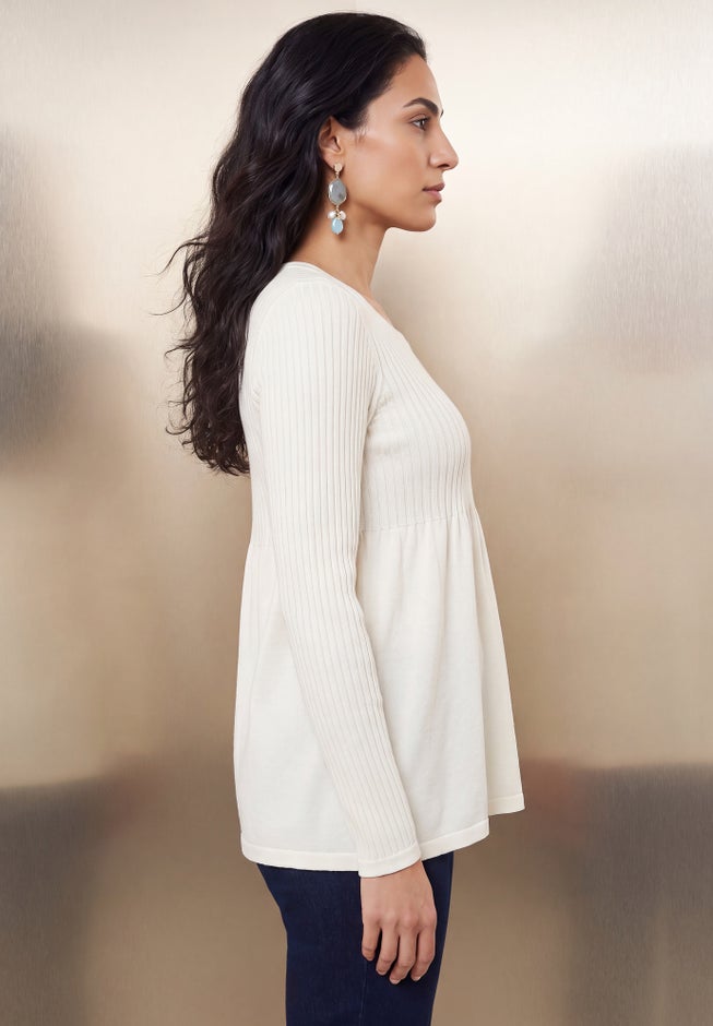 Ribbed Baby Doll Tunic Sweater image number 2