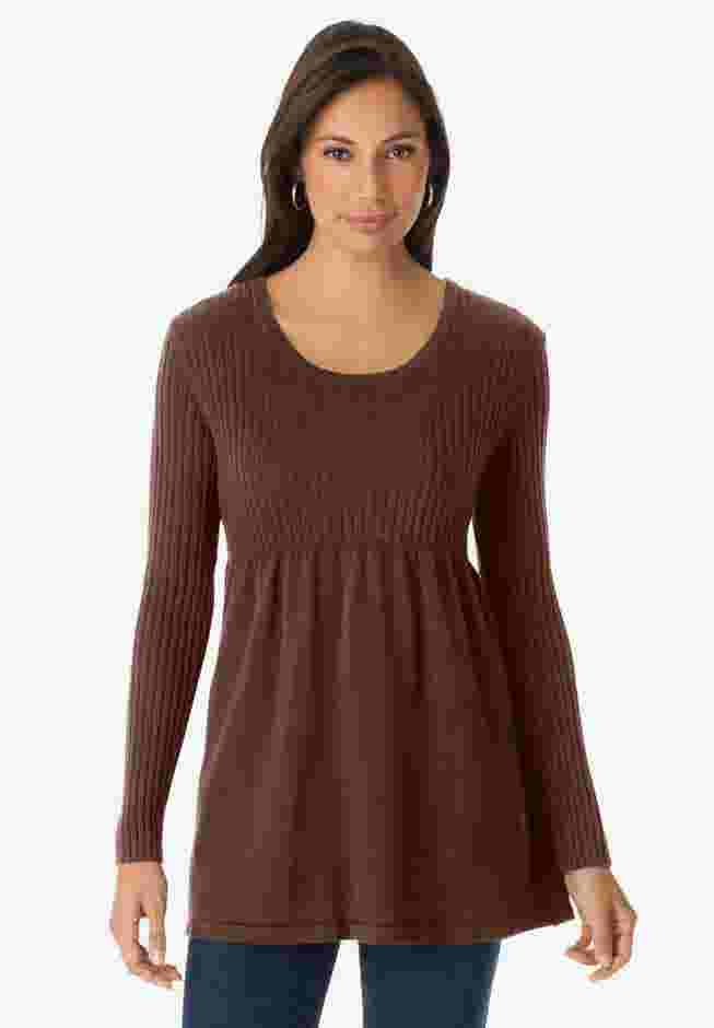 Ribbed Baby Doll Tunic Sweater image number 0