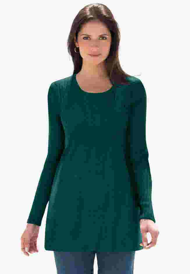 Ribbed Baby Doll Tunic Sweater image number 0