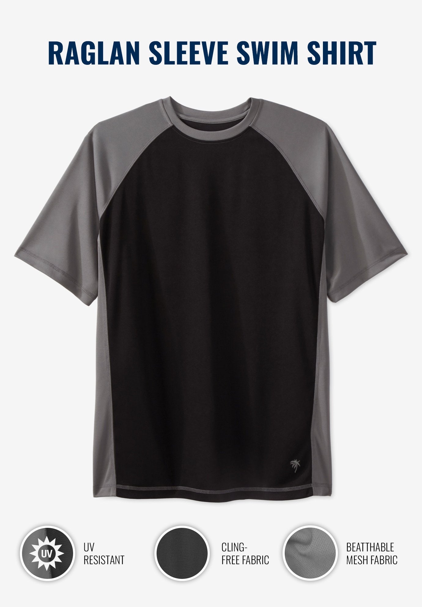 Cling-Free Raglan Short Sleeve Swim Shirt image number 1