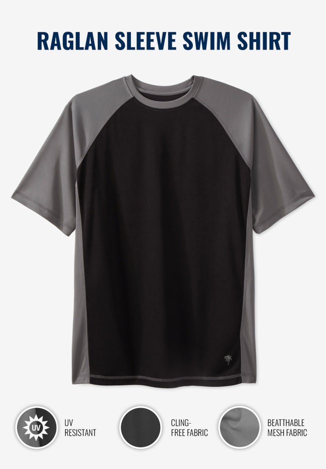 Cling-Free Raglan Short Sleeve Swim Shirt image number 1