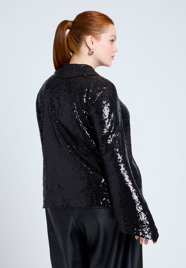Flare Sleeve Sequin Button Down image number 1