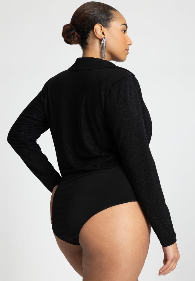 Sparkle Knit Cowl Neck Bodysuit image number 1