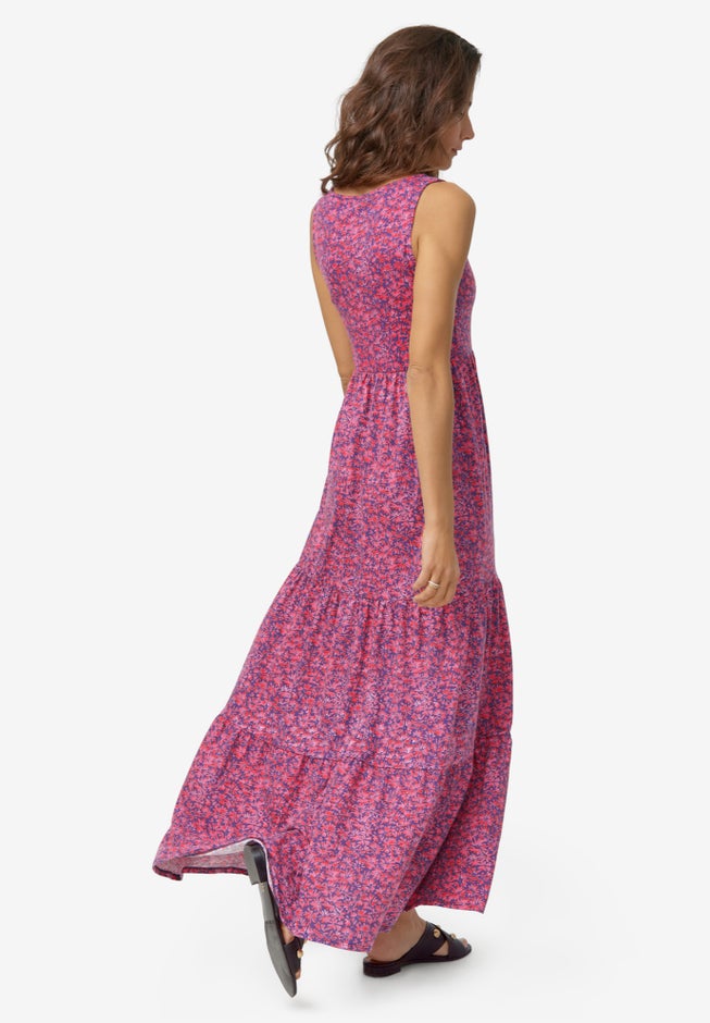 jersey knit maxi dress plus size Roaman's Women's Plus Size Stretch Knit High Low Short Sleeve Maxi Dress, Size: 22/24, Black