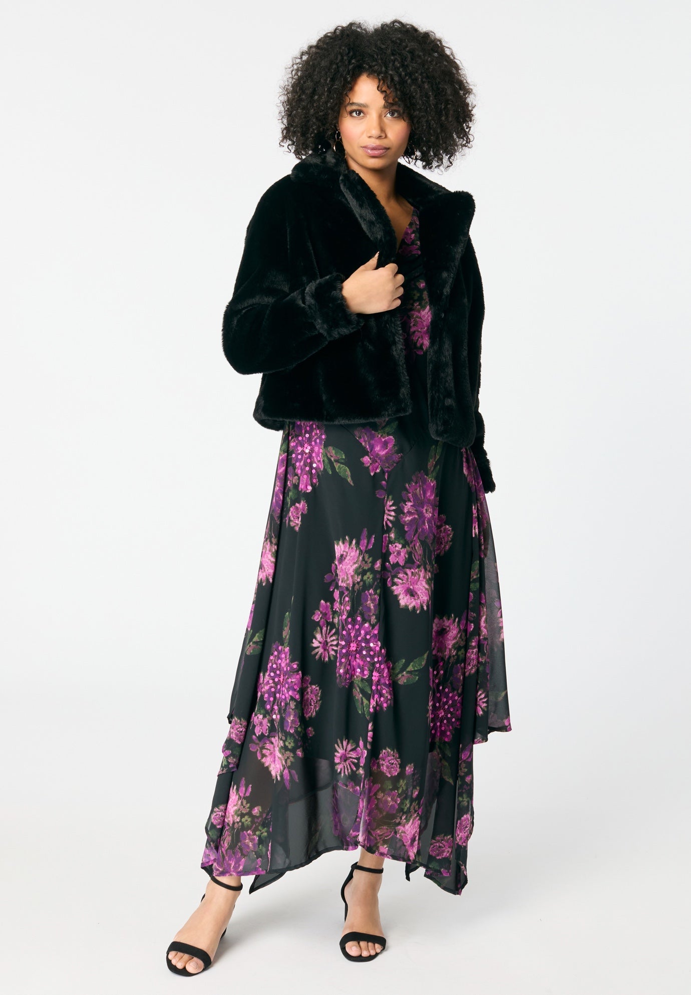 Plus Size Cropped Faux Fur Shrug image number 0