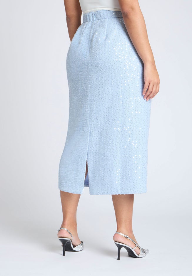 Sequin Tweed Midi Skirt image number 2