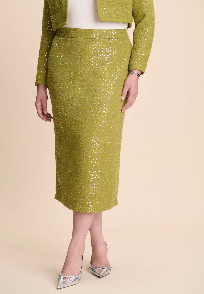 Sequin Tweed Midi Skirt image number 1
