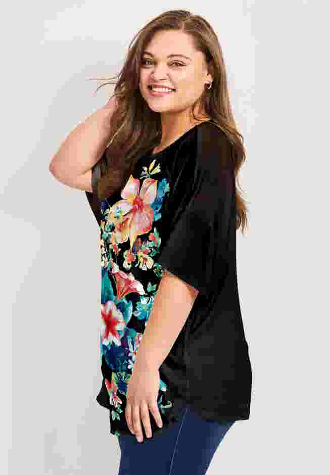 Mixed Media Floral Print Top image number 2